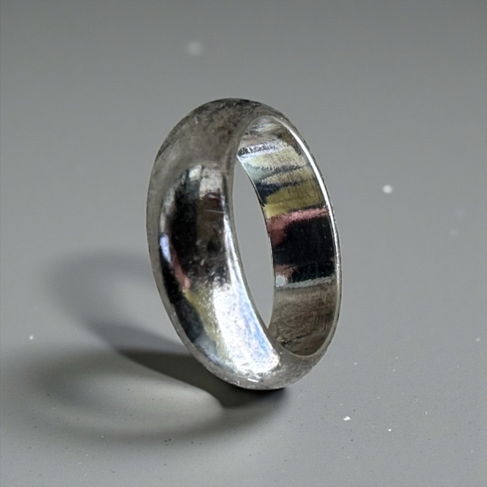Sterling Silver 925 Hammered Band Engagement Ring